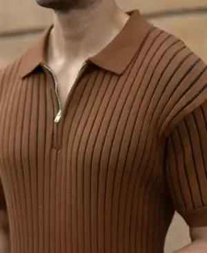 Brown Zip Polo