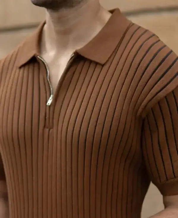 Brown Zip Polo